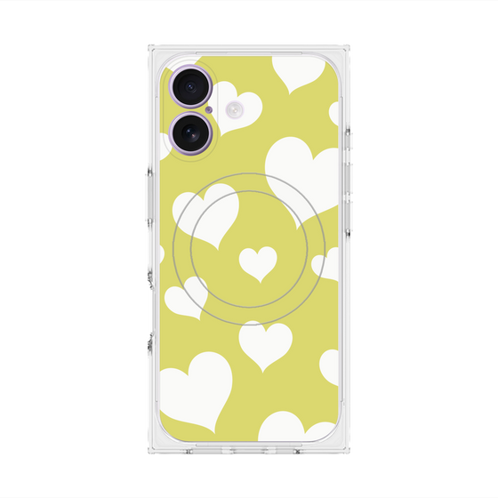 Premium Square Case with MagSafe［ Dot Hearts - Yellow ］