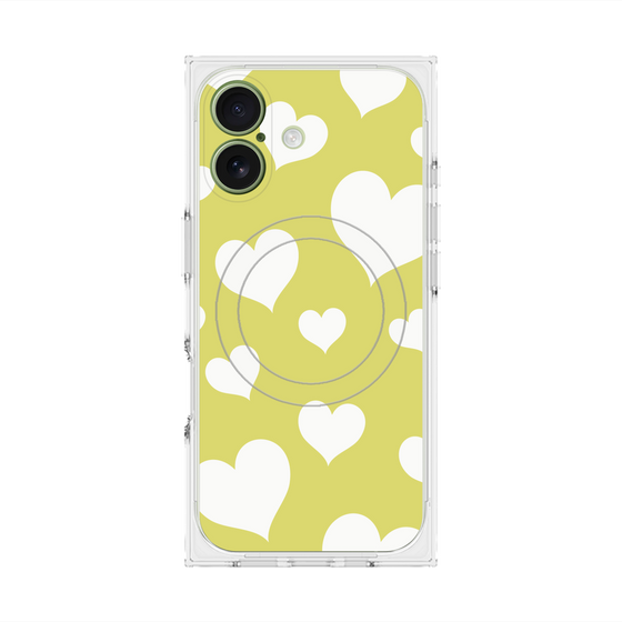 Premium Square Case with MagSafe［ Dot Hearts - Yellow ］