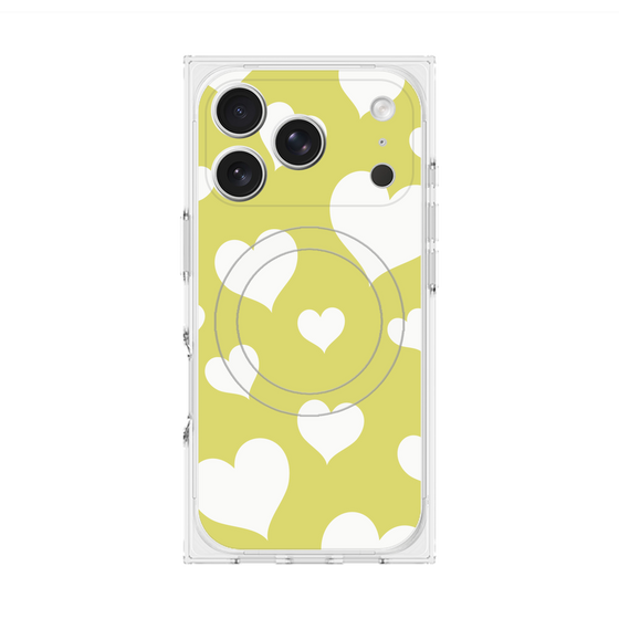 Premium Square Case with MagSafe［ Dot Hearts - Yellow ］