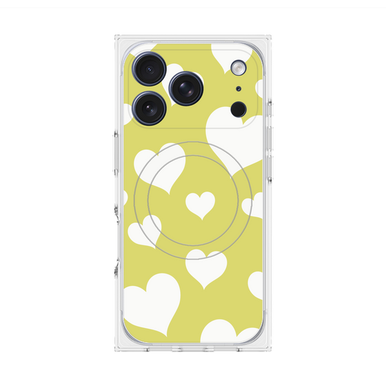 Premium Square Case with MagSafe［ Dot Hearts - Yellow ］
