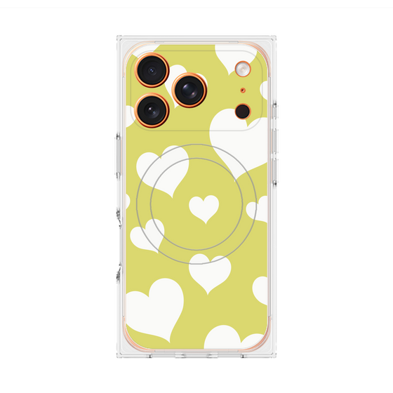 Premium Square Case with MagSafe［ Dot Hearts - Yellow ］
