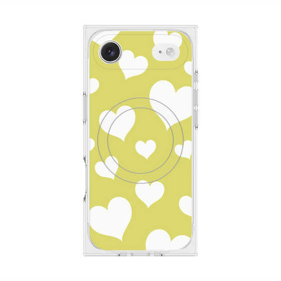 Premium Square Case with MagSafe［ Dot Hearts - Yellow ］