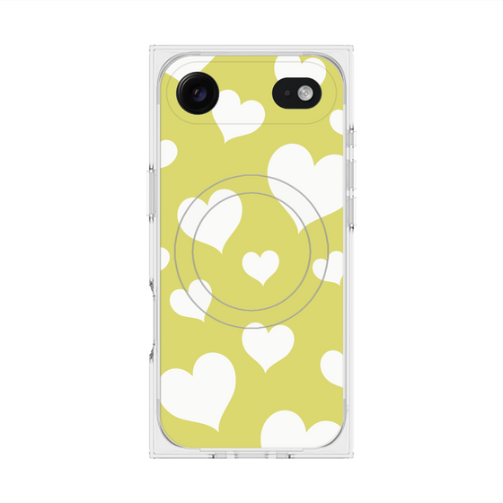 Premium Square Case with MagSafe［ Dot Hearts - Yellow ］