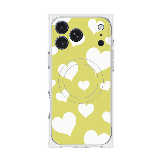 Premium Square Case with MagSafe［ Dot Hearts - Yellow ］