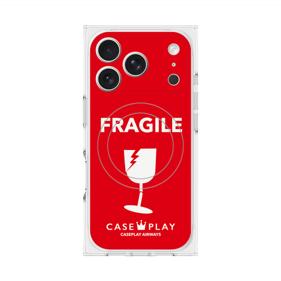 Premium Square Case with MagSafe［ FRAGILE - Red ］