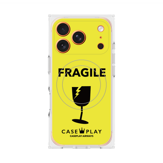 Premium Square Case with MagSafe［ FRAGILE - Yellow ］