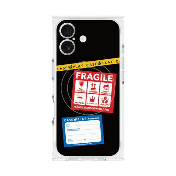Premium Square Case with MagSafe［ FRAGILE Stickers - Black ］