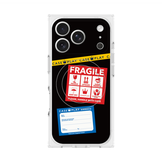 Premium Square Case with MagSafe［ FRAGILE Stickers - Black ］