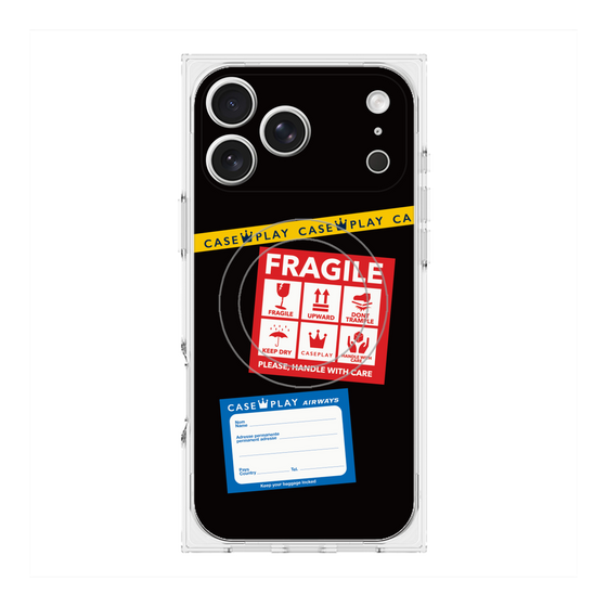 Premium Square Case with MagSafe［ FRAGILE Stickers - Black ］