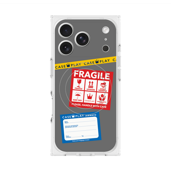 Premium Square Case with MagSafe［ FRAGILE Stickers - Gray ］