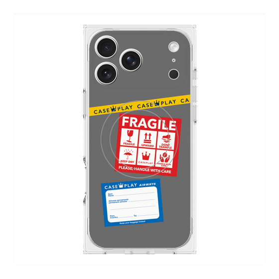 Premium Square Case with MagSafe［ FRAGILE Stickers - Gray ］