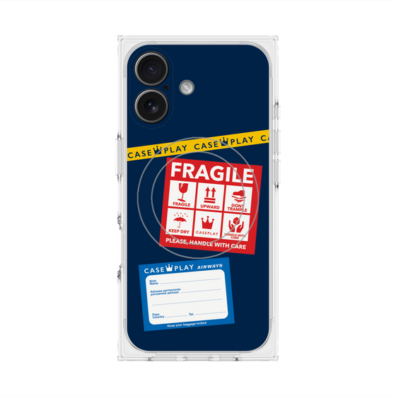 Premium Square Case with MagSafe［ FRAGILE Stickers - Navy ］