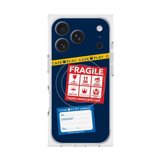 Premium Square Case with MagSafe［ FRAGILE Stickers - Navy ］