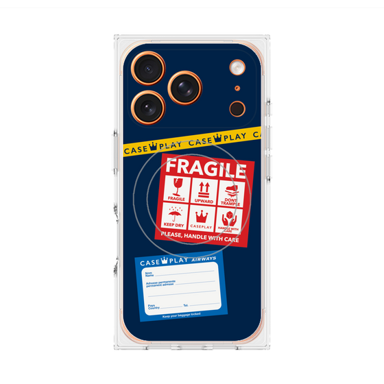 Premium Square Case with MagSafe［ FRAGILE Stickers - Navy ］