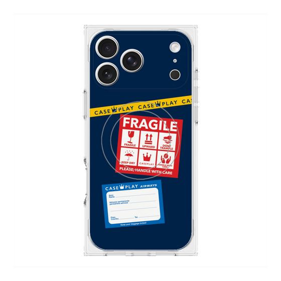 Premium Square Case with MagSafe［ FRAGILE Stickers - Navy ］