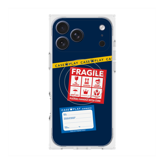 Premium Square Case with MagSafe［ FRAGILE Stickers - Navy ］