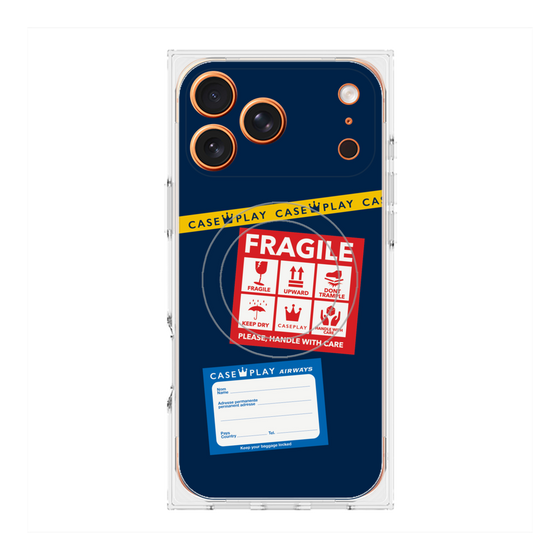 Premium Square Case with MagSafe［ FRAGILE Stickers - Navy ］