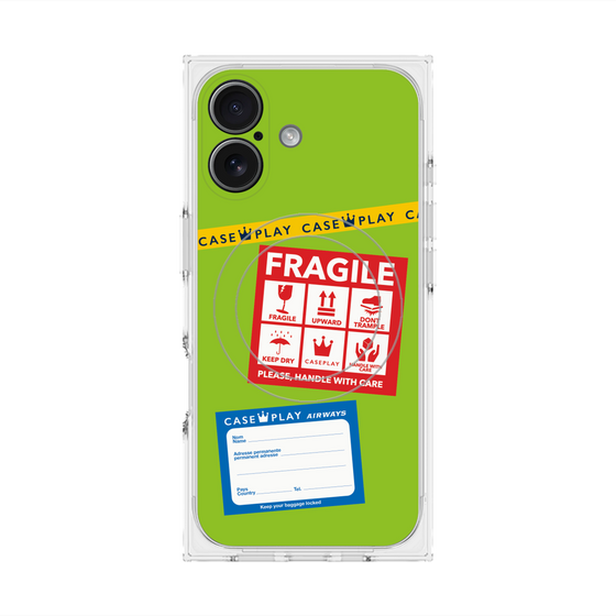 Premium Square Case with MagSafe［ FRAGILE Stickers - Green ］