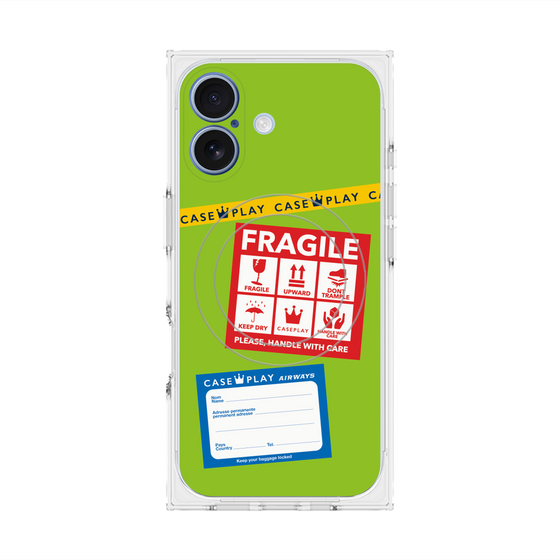 Premium Square Case with MagSafe［ FRAGILE Stickers - Green ］