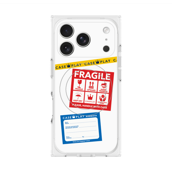 Premium Square Case with MagSafe［ FRAGILE Stickers - White ］
