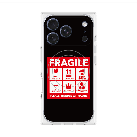 Premium Square Case with MagSafe［ FRAGILE Sticker - Black ］
