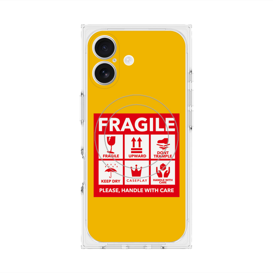 Premium Square Case with MagSafe［ FRAGILE Sticker - Yellow ］