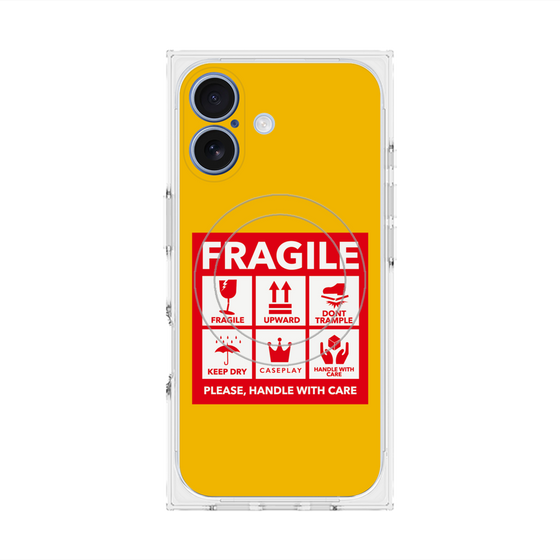 Premium Square Case with MagSafe［ FRAGILE Sticker - Yellow ］