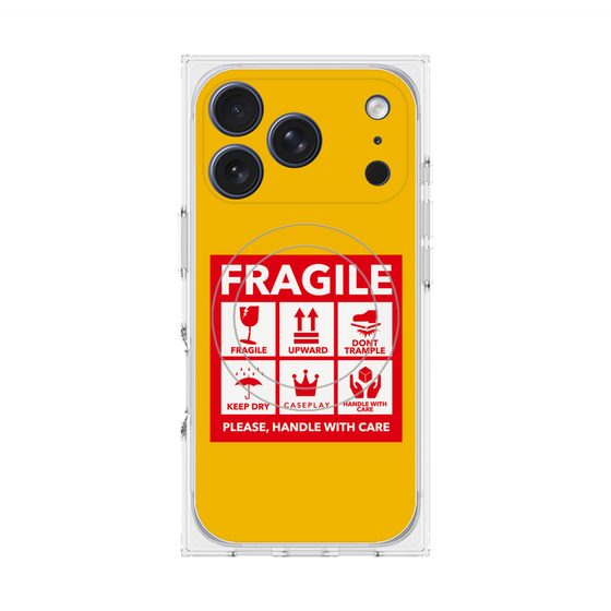 Premium Square Case with MagSafe［ FRAGILE Sticker - Yellow ］