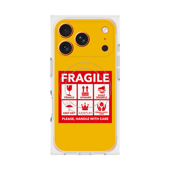 Premium Square Case with MagSafe［ FRAGILE Sticker - Yellow ］