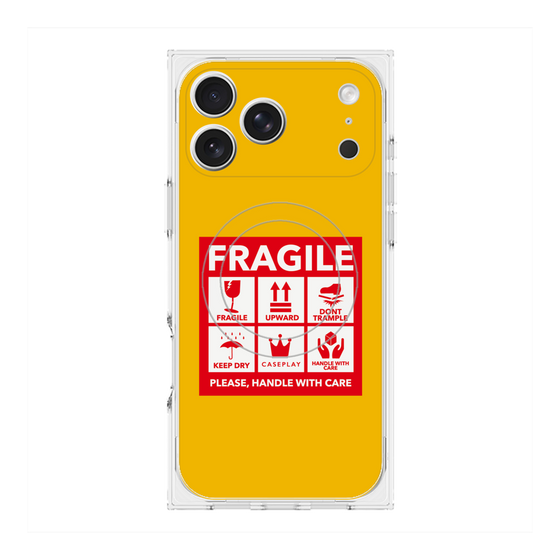 Premium Square Case with MagSafe［ FRAGILE Sticker - Yellow ］