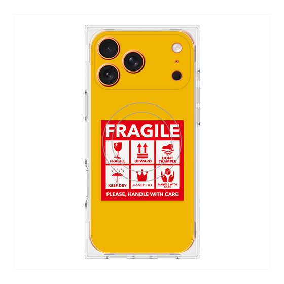 Premium Square Case with MagSafe［ FRAGILE Sticker - Yellow ］