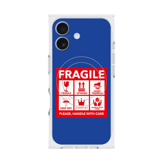 Premium Square Case with MagSafe［ FRAGILE Sticker - Blue ］