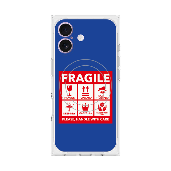 Premium Square Case with MagSafe［ FRAGILE Sticker - Blue ］