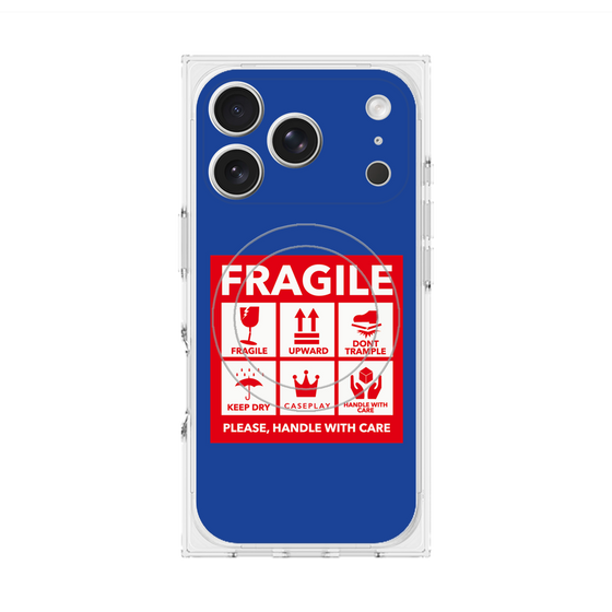 Premium Square Case with MagSafe［ FRAGILE Sticker - Blue ］