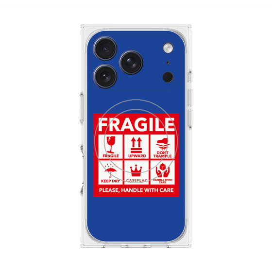 Premium Square Case with MagSafe［ FRAGILE Sticker - Blue ］