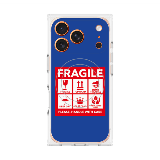 Premium Square Case with MagSafe［ FRAGILE Sticker - Blue ］