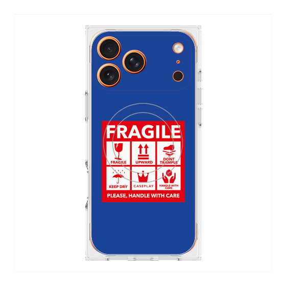 Premium Square Case with MagSafe［ FRAGILE Sticker - Blue ］