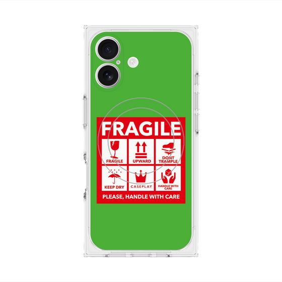 Premium Square Case with MagSafe［ FRAGILE Sticker - Green ］