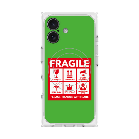 Premium Square Case with MagSafe［ FRAGILE Sticker - Green ］