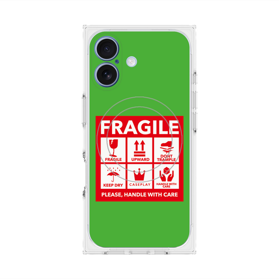 Premium Square Case with MagSafe［ FRAGILE Sticker - Green ］