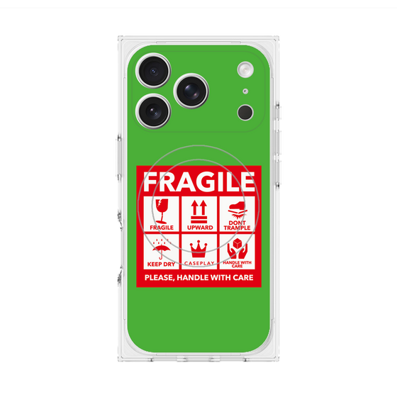 Premium Square Case with MagSafe［ FRAGILE Sticker - Green ］