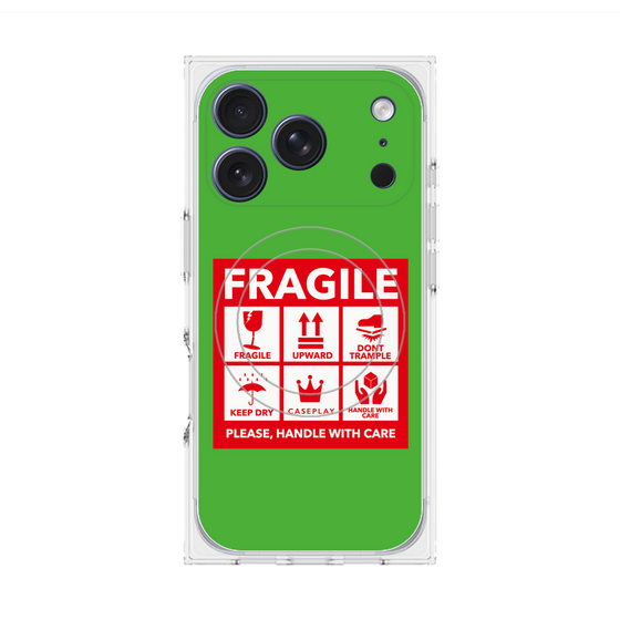 Premium Square Case with MagSafe［ FRAGILE Sticker - Green ］