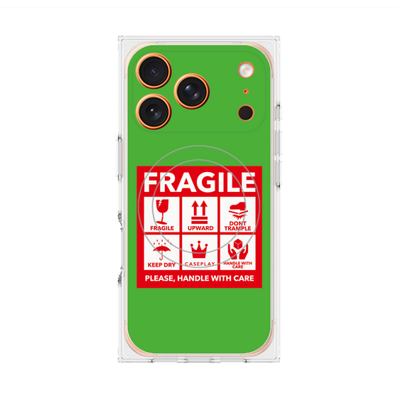 Premium Square Case with MagSafe［ FRAGILE Sticker - Green ］