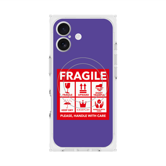 Premium Square Case with MagSafe［ FRAGILE Sticker - Purple ］