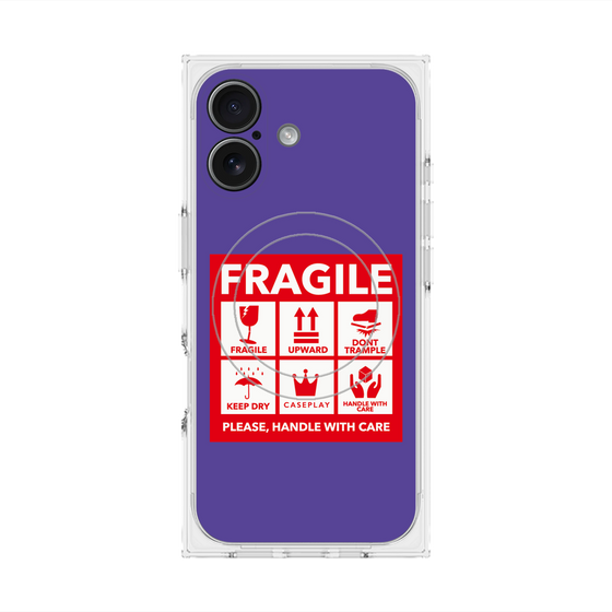 Premium Square Case with MagSafe［ FRAGILE Sticker - Purple ］