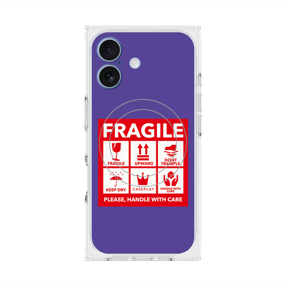 Premium Square Case with MagSafe［ FRAGILE Sticker - Purple ］