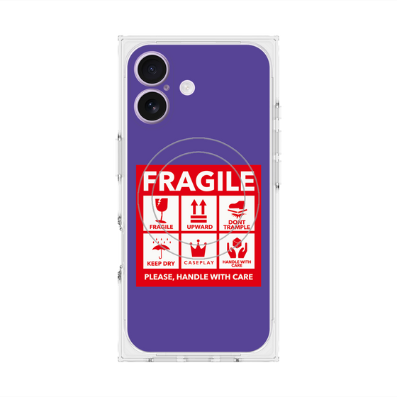 Premium Square Case with MagSafe［ FRAGILE Sticker - Purple ］