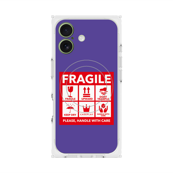 Premium Square Case with MagSafe［ FRAGILE Sticker - Purple ］