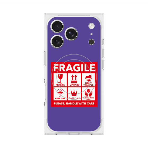 Premium Square Case with MagSafe［ FRAGILE Sticker - Purple ］
