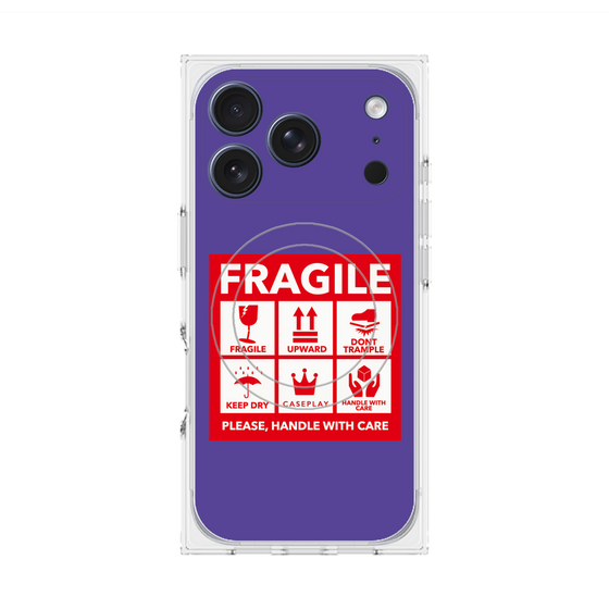 Premium Square Case with MagSafe［ FRAGILE Sticker - Purple ］